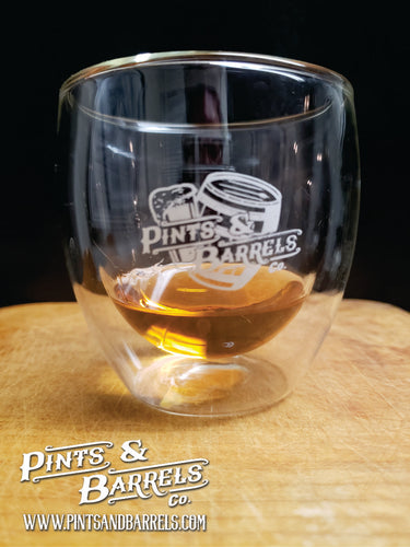 8.75 oz. Double Wall Glass with Pints & Barrels Co. Logo