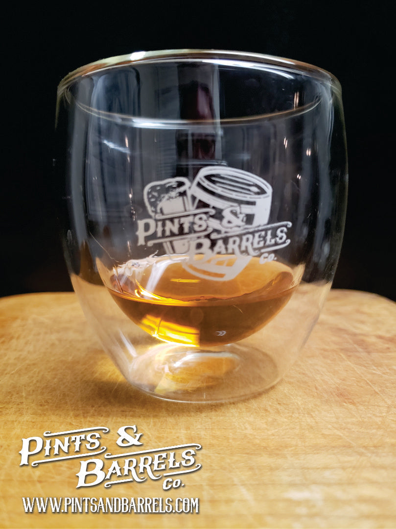 8.75 oz. Double Wall Glass with Pints & Barrels Co. Logo
