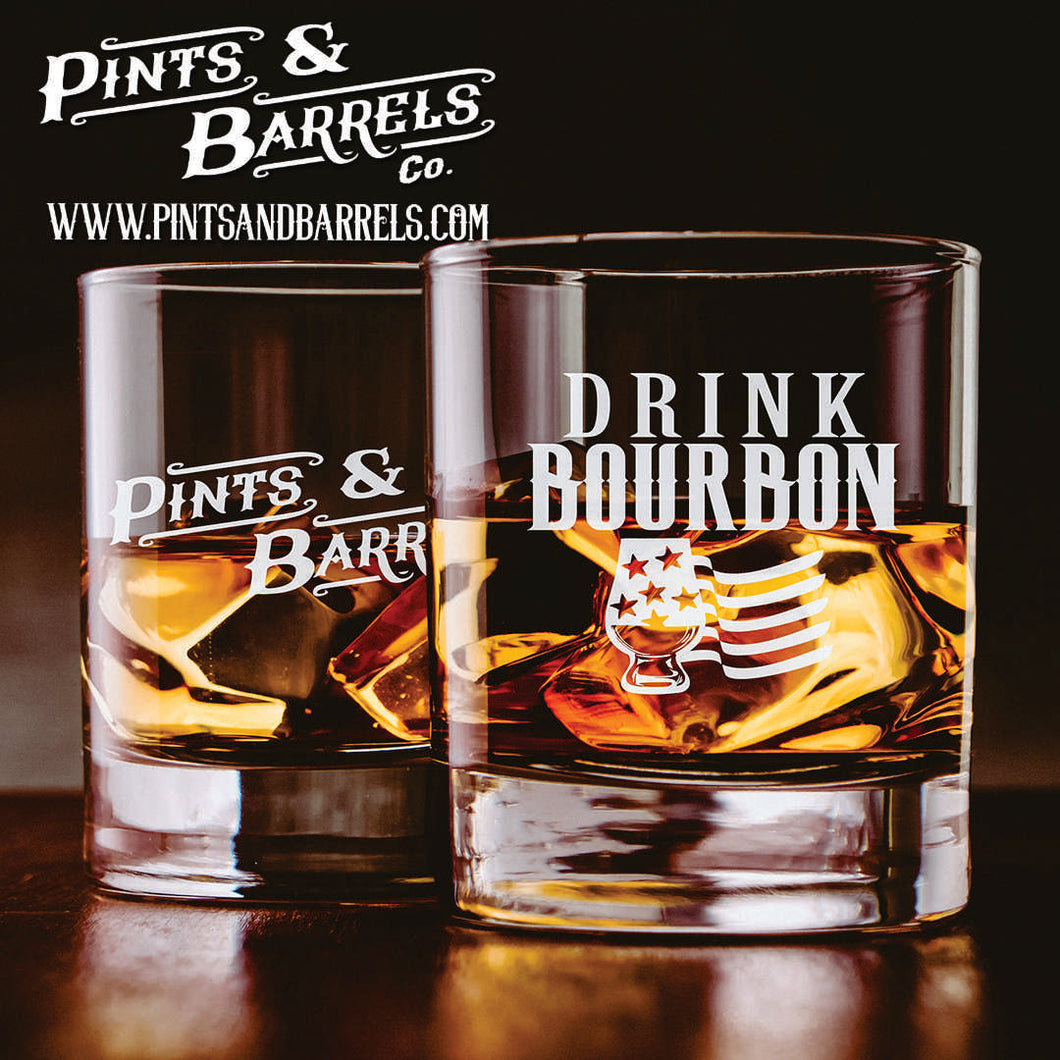 11oz Libbey® Whiskey Glass printed with Glass Flag Logo