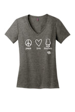 Load image into Gallery viewer, Peace Love Bourbon Ladies V-Neck