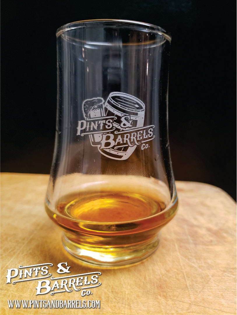 5.75 oz Kenzie Tasting Glass Pints & Barrels Co. Logo