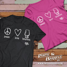 Load image into Gallery viewer, Peace Love Bourbon Ladies V-Neck